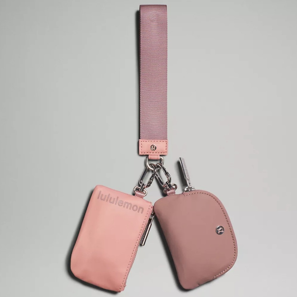 NEW LULULEMON Dual Pouch Wristlet Pink Pastel/Twiliaht Rose